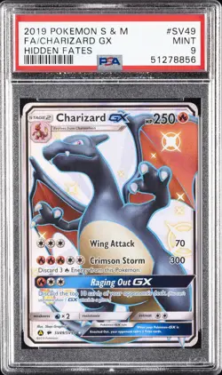 2019 POKEMON SUN & MOON HIDDEN FATES #SV49 FULL ART/CHARIZARD GX PSA 9 - Image 1