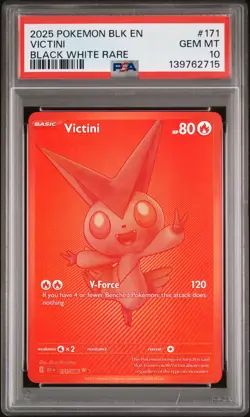 2025 POKEMON BLK EN-BLACK BOLT BLACK WHITE RARE #171 VICTINI PSA 10 - Image 1