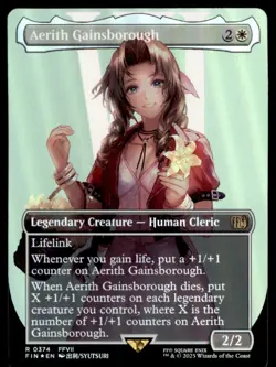 MAGIC THE GATHERING FINAL FANTASY 0374 AERITH GAINSBOROUGH BORDERLESS FOIL - Image 1