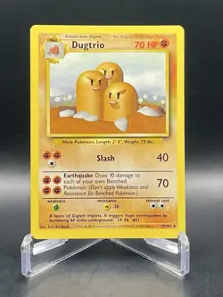 Dugtrio 19/102 Base Set Unlimited (1999) Rare Vintage WOTC Pokemon TCG MP - Image 1