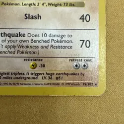 Pokemon TCG Dugtrio 019/102 Base Set Shadowless Unlimited WOTC English 1999 MP - Image 5