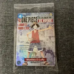 🔥One Piece Monkey D. Luffy College Basketball US Voyage Promo Card🔥 W/Poster! - Image 2