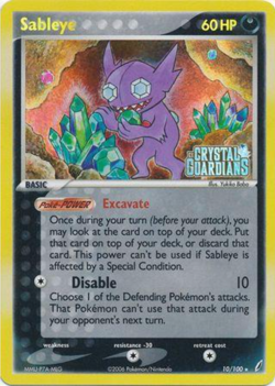 Sableye 10/100 EX Crystal Guardians Reverse Holo Rare Stamped Pokemon Card - Image 1