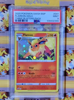 Pokemon Flareon Black Star Promo SWSH041 Holo Swirl PSA 9 Mint - Image 1