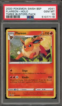 Pokemon Flareon Three Blisters Pk. Black Star Holo Promo SWSH041 PSA 10 Gem Mint - Image 1