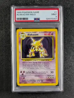 1999 Pokemon ALAKAZAM 1/102 Base Set Unlimited Holo Rare English PSA 9 - Image 1