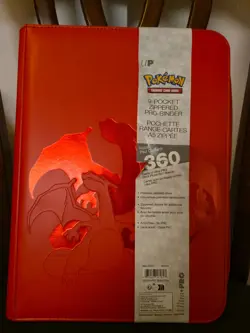 Ultra Pro Pokemon TCG Charizard 9 Pocket Leather Binder Red 360 Card Capacity 74427161613 - Image 1