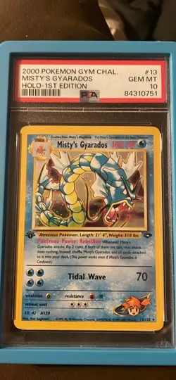 PSA 10 Gem MT Pokemon 2000 Gym Challenge #13 MISTY'S GYARADOS 1st Edition Holo - Image 1