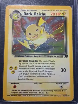2000 Pokemon Dark Raichu 83/82 Team Rocket secret rare holo LP - Image 1