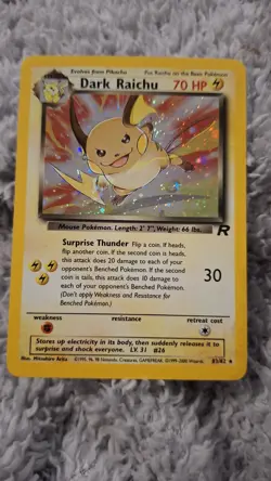 ​Dark Raichu Holo 83/82 Team Rocket SECRET RARE Pokemon Card 2000 Vintage LP - Image 1