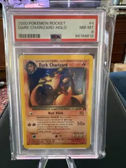 2000 Pokemon Team Rocket Dark Charizard Holo Card TCG PSA 8 4/82 #4 - Image 1