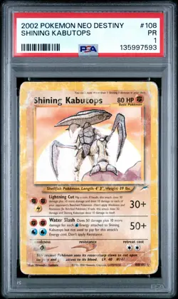 PSA 1 Shining Kabutops 108/105 2002 Neo Destiny Secret Rare Pokemon Card - Image 1