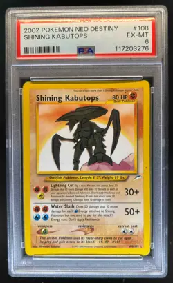 2002 Pokemon Neo Destiny Shining Kabutops Holo #108/105 PSA 6 - Image 1