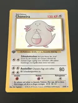 Pokemon Card - Chansey (Chaneira) 3/102 Base Set 1st Edition Holo GERMAN - Image 1