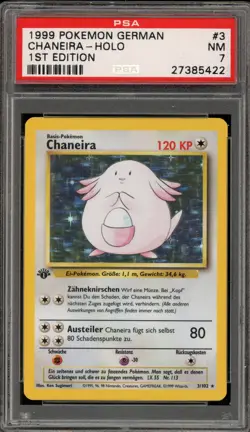 Pokemon Chansey (Chaneira) Base Set 1st Edition GERMAN Holo Rare #3 PSA 7 - Image 1
