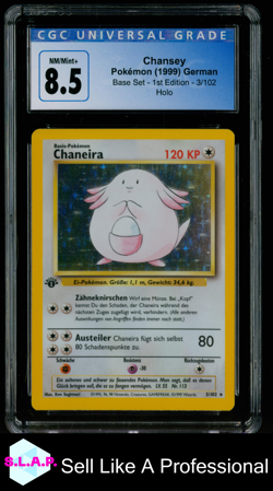 CHANSEY BASE SET - 1ST EDITION HOLO 3/102 POKEMON CGC 8 - Image 1