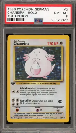 Pokemon Chansey Base Set 1st Edition GERMAN Holo Rare #3 PSA 8 - Image 1