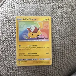 Ash’s Pikachu SM108 Non Holo Ultra Rare Promo Pokemon Card MINT Sealed Original - Image 1