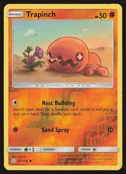 SM - Cosmic Eclipse Trapinch #107/236 Reverse Holo Pokemon Card - Image 1