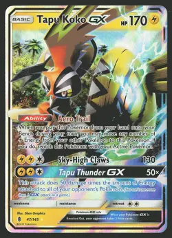 SM - Guardians Rising Tapu Koko GX #47/145 Ultra Rare Pokemon Card - Image 1