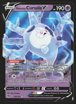 Champion's Path Galarian Cursola V #21/73 Ultra Rare Pokemon Card - Image 1