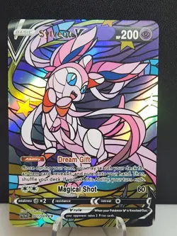 Sylveon CUSTOM Stained Glass Holo Van Gogh Shiny Card For Display Only - Image 1