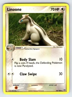 Linoone 34/106 2005 EX Emerald Pokemon Card TCG Yuka Morii Art Uncommon - Nm/Vlp - Image 1