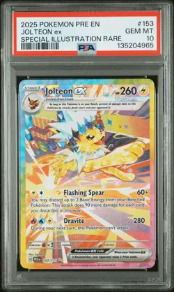 2025 POKEMON PRISMATIC EVOLUTIONS SPECIAL ILLUSTRATION RARE JOLTEON EX PSA 10 - Image 1