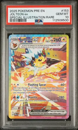 2025 POKEMON PRISMATIC EVOLUTIONS SPECIAL ILLUSTRATION RARE JOLTEON EX PSA 10 - Image 1