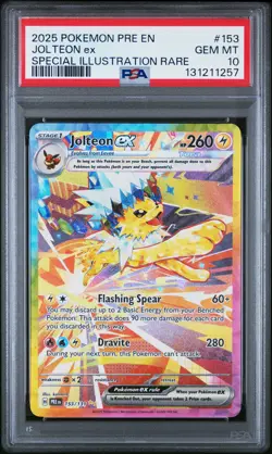 2025 POKEMON PRISMATIC EVOLUTIONS SPECIAL ILLUSTRATION RARE JOLTEON EX PSA 10 - Image 1