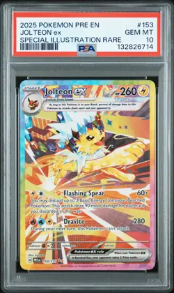 2025 POKEMON PRISMATIC EVOLUTIONS SPECIAL ILLUSTRATION RARE JOLTEON EX PSA 10 - Image 1
