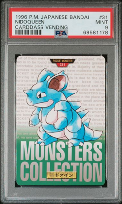 1996 Pokemon Japanese Bandai Carddass Vending Green Nidoqueen #31 PSA 9 Mint - Image 1