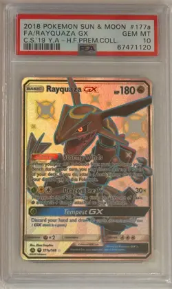 2018 POKEMON SUN & MOON CELESTIAL STORM #177A RAYQUAZA GX PSA 10 - Image 1