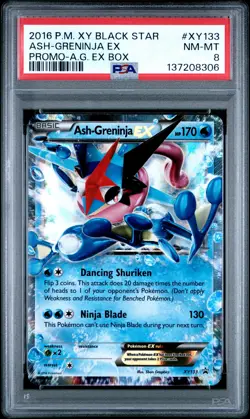 2016 POKEMON XY BLACK STAR PROMO ASH-GRENINJA EX BOX ASH-GRENINJA EX PSA 8 - Image 1