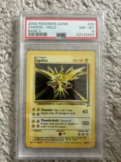 Pokemon TCG Base Set 2 Zapdos Holo Rare PSA 8 - Image 1