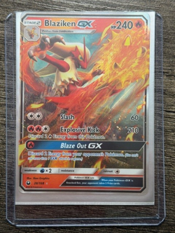 POKEMON BLAZIKEN GX 28/168 ULTRA RARE HOLO 2018 + NEW DARKRAI SLEEVE LP-NM - Image 5