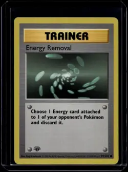 Pokemon TCG Energy Removal 92/102 Base Set Shadowless 1st Edition LP - Image 1