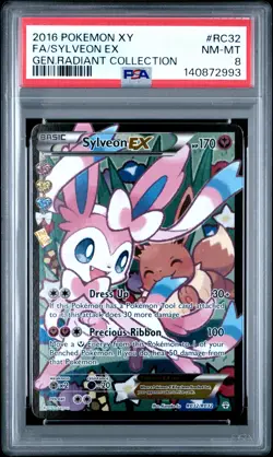 2016 POKEMON XY GENERATIONS RADIANT COLL #RC32 FULL ART/SYLVEON EX PSA 8 - Image 1