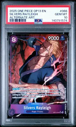 2025 ONE PIECE OP13-066 ALTERNATE ART SILVERS RAYLEIGH PSA 10 - Image 1
