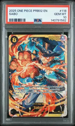 2025 ONE PIECE PRB02 EN SABO OP07-118 SEC PSA 10 - Image 1
