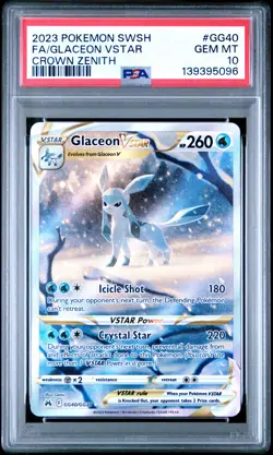 2023 POKEMON SWORD & SHIELD CROWN ZENITH #GG40 FULL ART/GLACEON VSTAR PSA 10 - Image 1