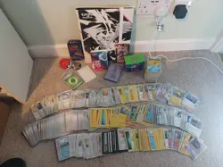 Pokemon TCG Mega Lot, Cards (100s), Binder, Tin Deck Box, Sleeves - Image 1
