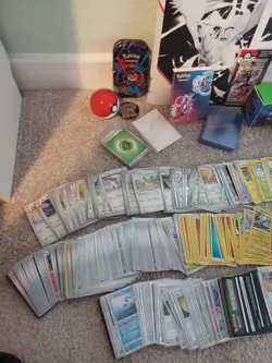 Pokemon TCG Mega Lot, Cards (100s), Binder, Tin Deck Box, Sleeves - Image 2