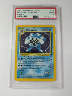 Poliwrath 15/130 Base Set 2 Pokemon Card 2000 Holo Rare WOTC - PSA 9 MINT - Image 1
