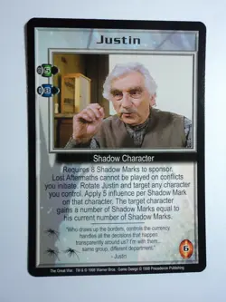1998 BABYLON 5 CCG - THE GREAT WAR - RARE CARD - JUSTIN - Image 1
