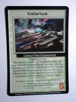 1998 BABYLON 5 CCG - THE GREAT WAR - RARE CARD - VALARIUS - Image 1
