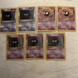 Set Of 7 Gastly Pokemon Cards, 2 1st Edition, 2 Fossil, 3 Base Set, NM - Image 1