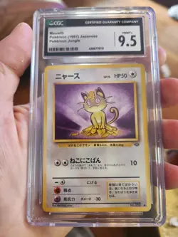 CGC 9.5 MINT+ Meowth #052 1997 Pokemon Japanese Jungle Vintage WOTC Card - Image 2