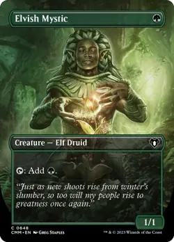 Elvish Mystic - BORDERLESS FOIL - NM - Commander Masters MtG - Image 1