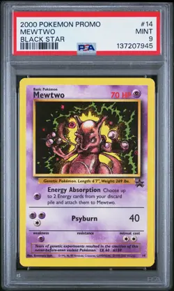 2000 POKEMON PROMO BLACK STAR #14 MEWTWO PSA 9 - Image 1